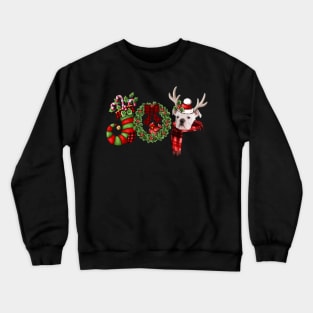 Christmas Joy Dwarf Stocking Reindeer English Bulldog Crewneck Sweatshirt